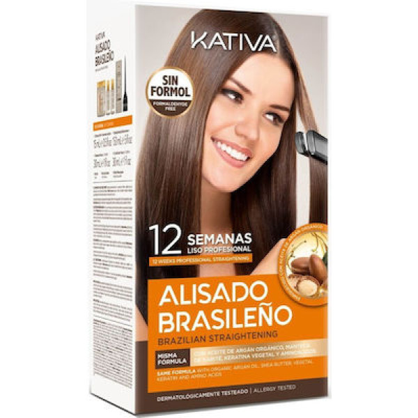Kativa Alisado Brasileno Kit (Pre Treatment Sh. 15ml & Treatment 150ml & Shampoo 30ml & Conditioner 30ml) - (ολοκληρωμένο πακέτο βραζιλιάνικης θεραπείας κερατίνης) ΜΑΛΛΙΑ