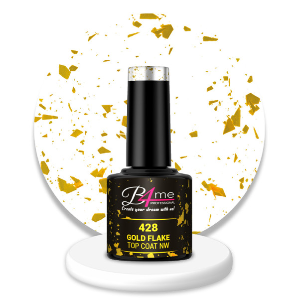 B4me Ημιμόνιμο βερνίκι No428 Gold Flake Top Coat No Wipe 8ml   ΝΥΧΙΑ