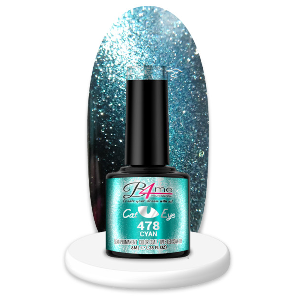 B4me Ημιμόνιμο βερνίκι Cat Eye No478 Cyan 8ml 