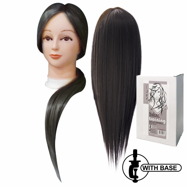 Κεφάλι Εκπαιδευτικό Με Βάση & Μαλλιά (Μαύρα) -50cm