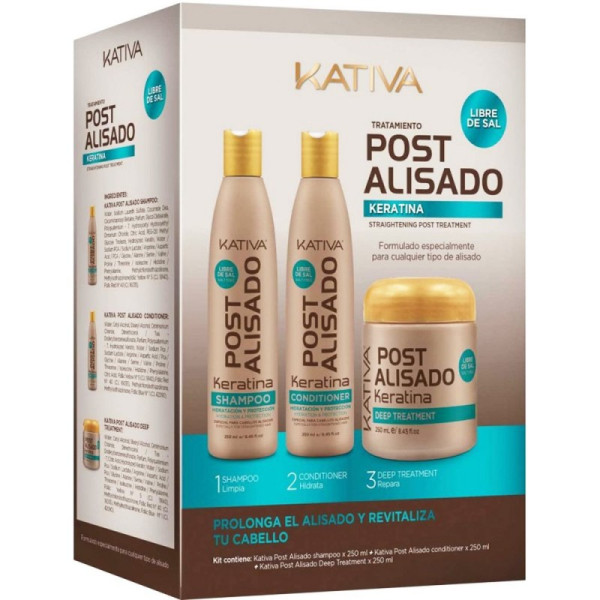 Kativa Straightening Post Treatment Kit (Shampoo 250ml & Conditioner 250ml & Treatment 250ml) - (πακέτο συντήρησης της θεραπείας Alisado Brasileno) Θεραπείες Μαλλιών