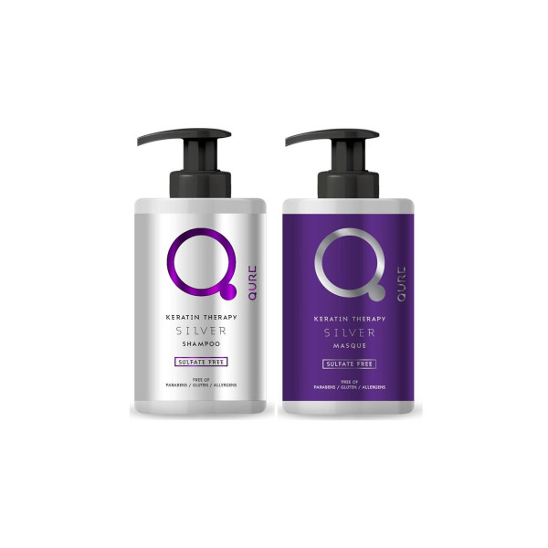 Qure Keratin Silver Therapy Bundle (silver shampoo 300ml & silver mask 300ml) - Σετ προσφοράς silver σαμπουάν και μάσκας